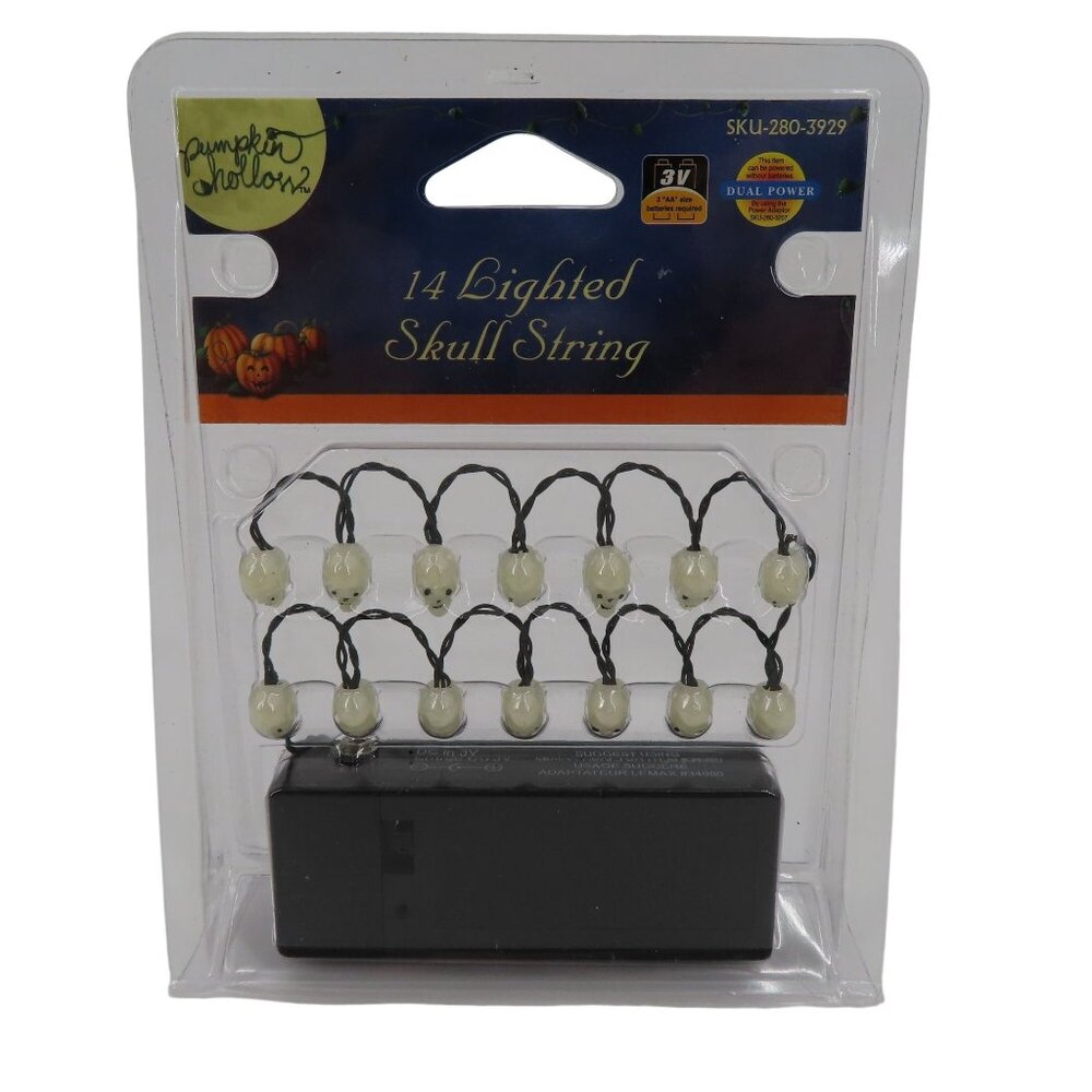Lemax Pumpkin Hollow 14 Skeleton Skull Lighted String 2005 NEW UPC 728162349057